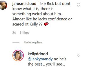RHOC Kelly Dodd Instagram Comment Screenshot