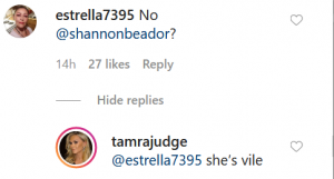 RHOC Tamra Judge Instagram Comment Screenshot