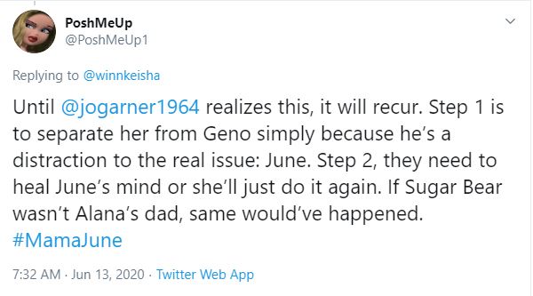 mama June tweet about Geno