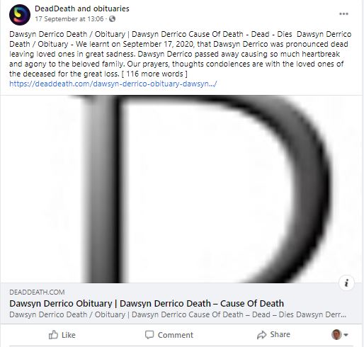 DDWTD Dawsyn death notice