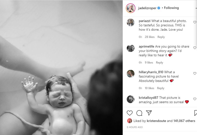 Jade Roper Shares Incredible Moment Of Birth Photo of Reed Harrison Tolbert