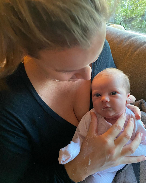 hannah ferrier with baby instagram