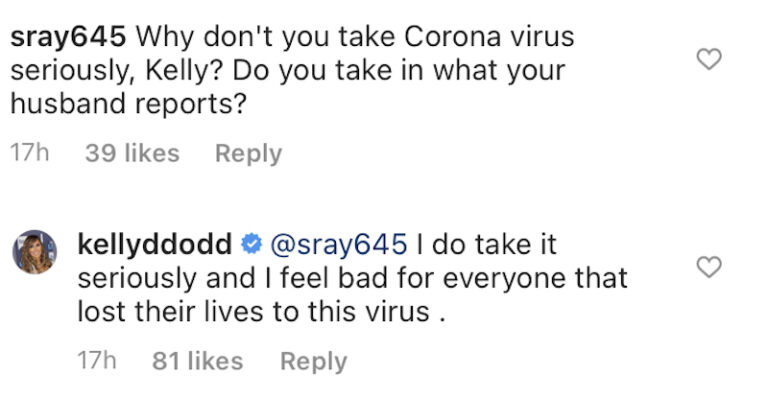 kelly dodd comments coronavirus instagram
