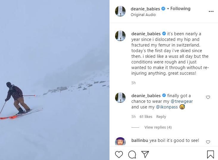 Dean Unglert skis again