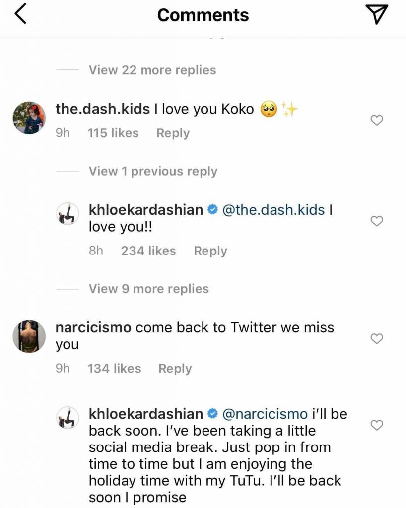 khloe kardashian instagram comment