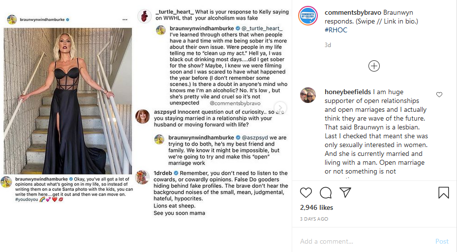 rhoc braunwyn instagram comments