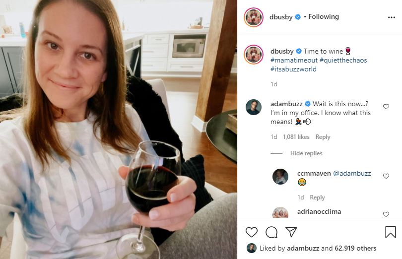 Adam Busby Fans Chuckle At Danielle's Wine Time Post
