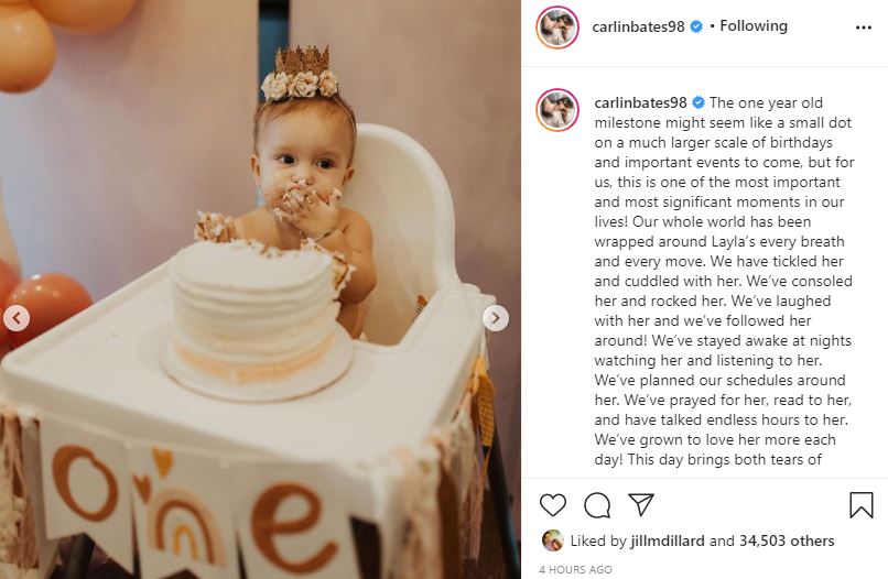 Carlin Bates Evan Stewart Celebrate Layla's First Birthday