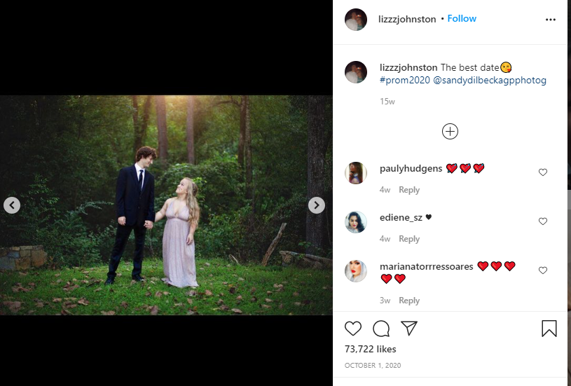 Elizabeth Johnston and Boyfriend, Instagram Post 