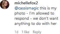 Michelle Fox comment/Page Six Insxtagram