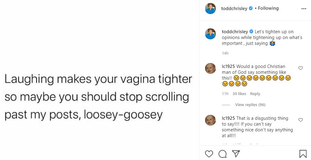 Todd Chrisley shares vulgar post