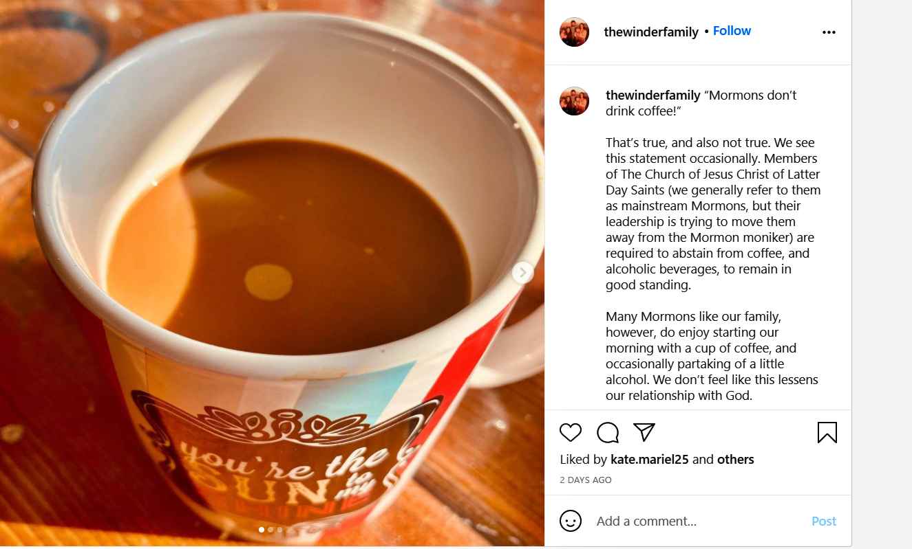 Colton Winder of Seeking Sister Wife explains why Mormons don't drink coffee