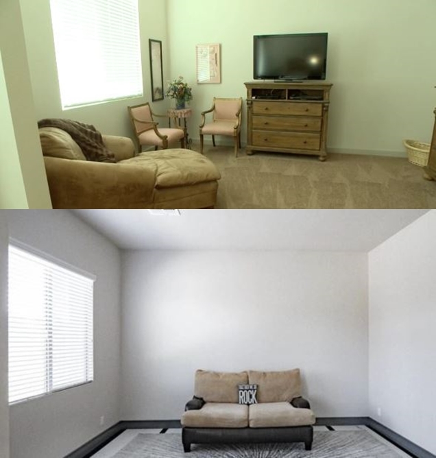 Sister Wives Meri Brown Home Sitting Room before and After