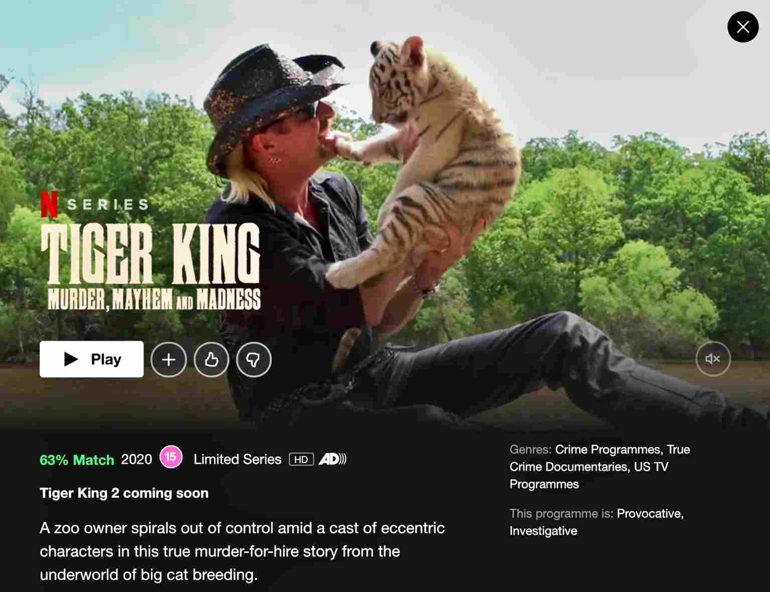 What is happening with Season 2 of Tiger King on Netflix?