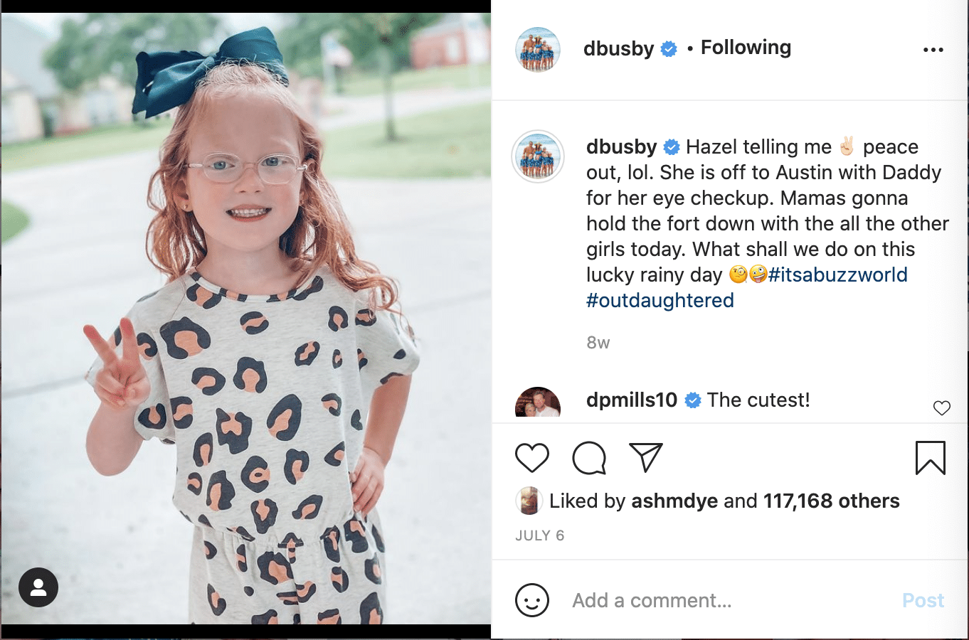 OutDaughtered Hazel Busby relaxes