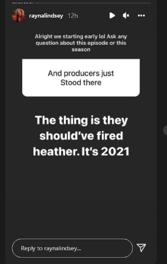 Below Deck Rayna Lindsey Doesn't Buy Heather Chase's Apology [Credit: Rayna Lindsey/Instagram Stories]